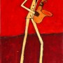 Saksofonista, A red saxophonist, 50 x 100 cm